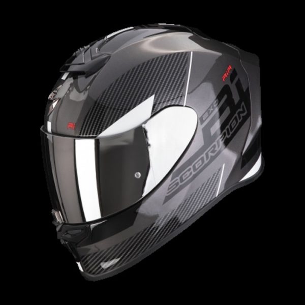 Scorpion Exo-R1 Evo Air Final Casco Integral de Moto Plata Oscuro/Negro/Blanco