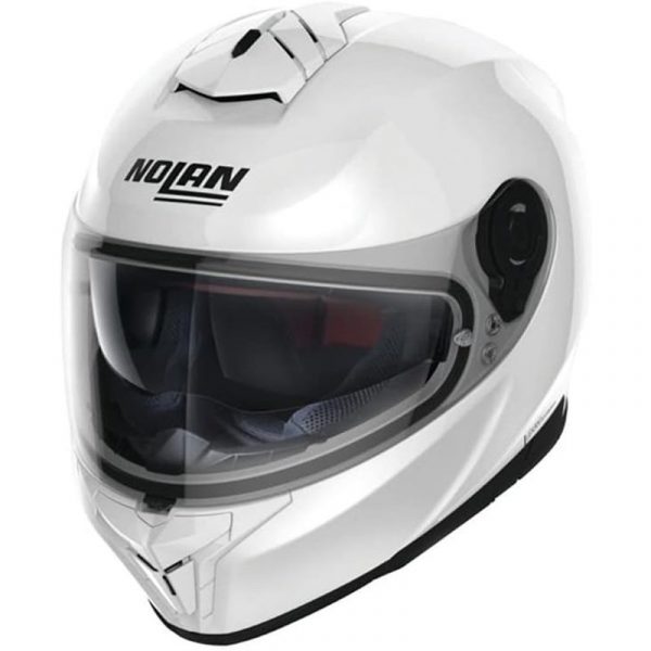 Nolan N80-8 Classic N-Com Casco Integral de Moto Blanco Metal