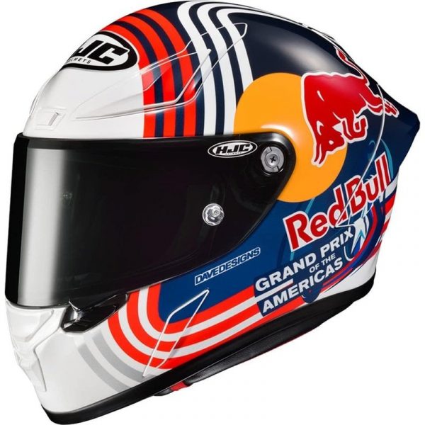 HJC RPHA 1 Red Bull Austin GP Casco Integral de Moto Blanco/Azul/Rojo