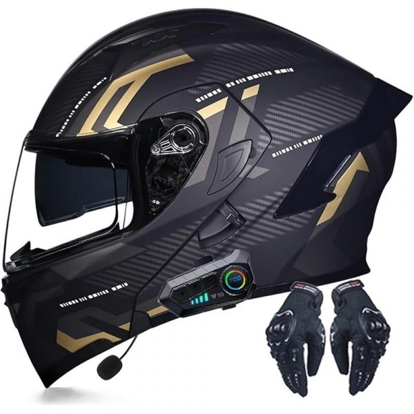 MT Helmets Casco Modular Unisex con Bluetooth Integrado, Doble Visor y Forro Desmontable